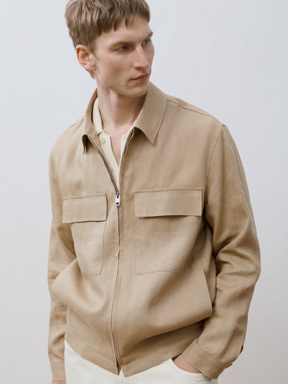MANGO MEN’S 100% LINEN JACKET WITH POCKETS L